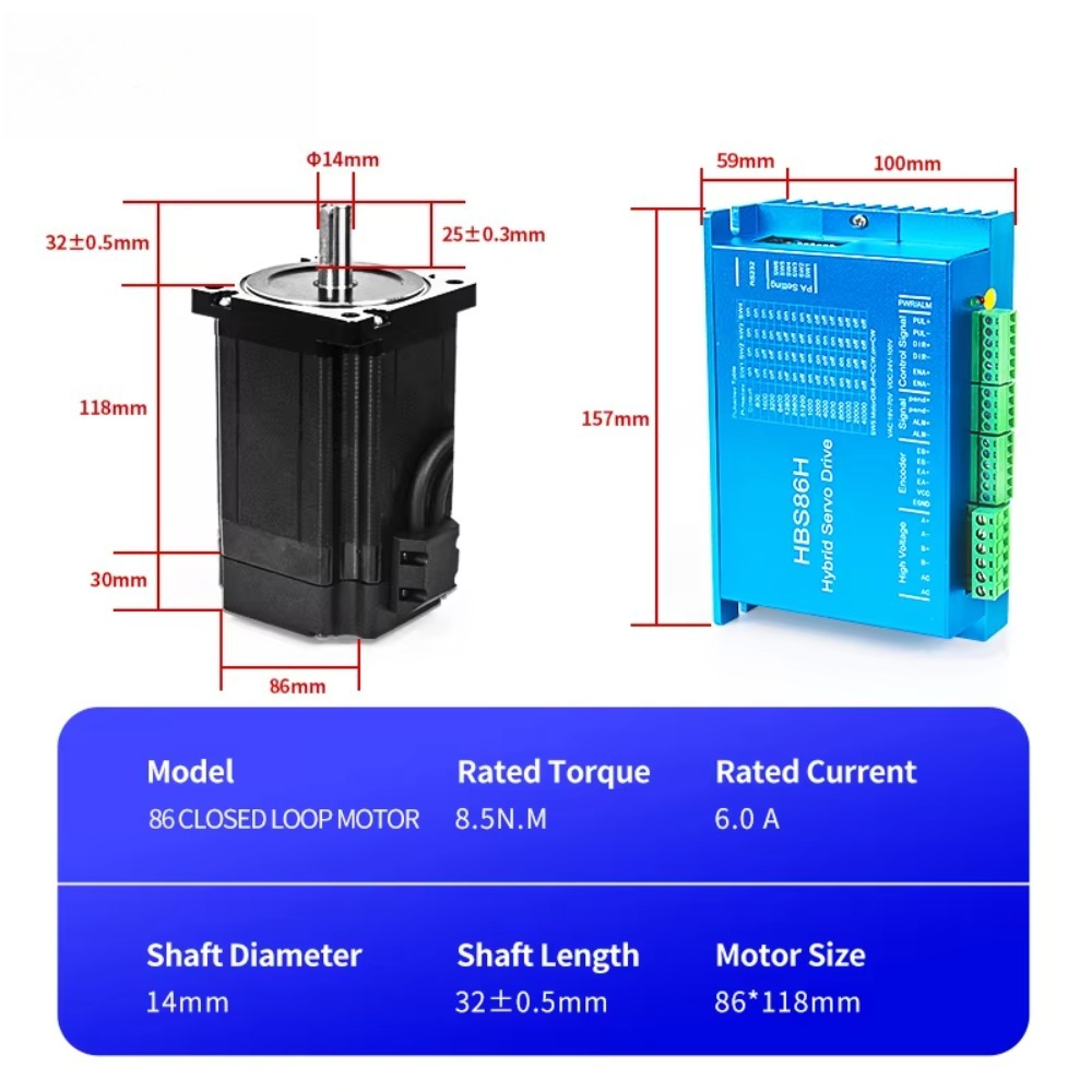 طقم سيرفو هجين بحلقة مغلقة من - مراجعة Hybrid Servo Driver Nema 34 8.5Nm وسعره