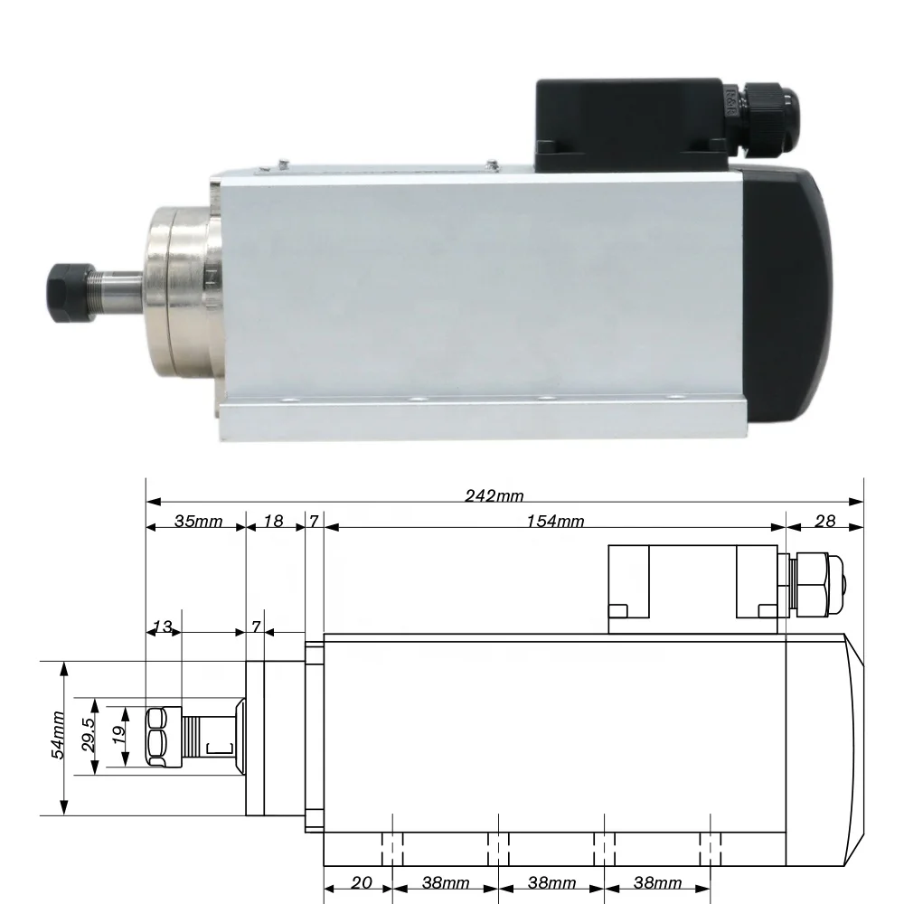 محرك مغزلي HLTNC بقوة 1.5 كيلو - مراجعة Air Cooled 1.5Kw Spindle Motor Inverter 110V وسعره